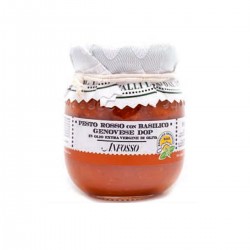 Red Pesto with genovese basil PDO in Extra Virgin Olive Oil - Anfosso - 180gr