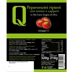 Stuffed Chili peppers with Tuna and Capers in extra virgin olive oil - Quattrociocchi - 320gr