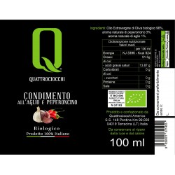 Extra Virgin Olive Oil Garlic and Chili Pepper Aromatized Organic - Quattrociocchi - 100ml